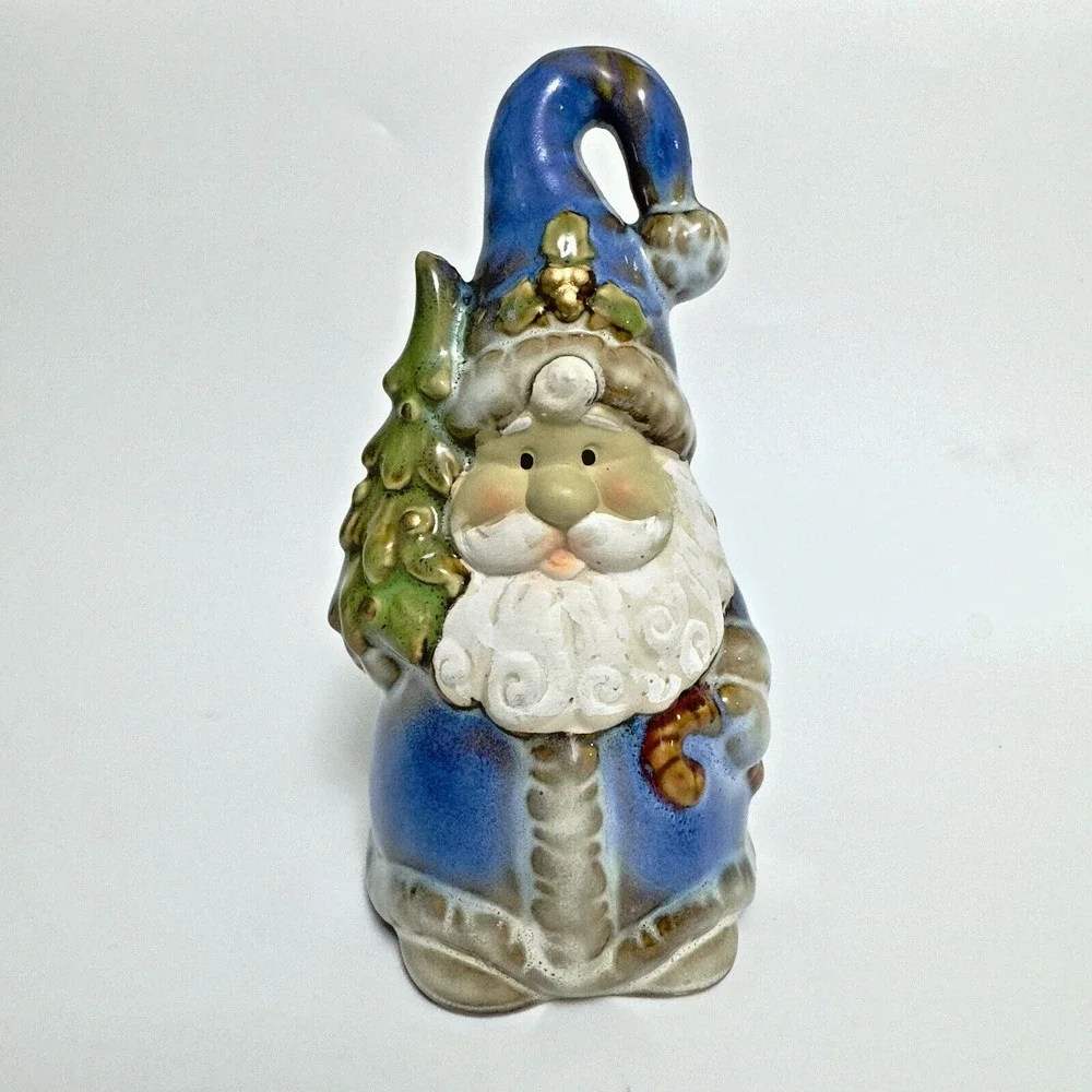Vintage Ceramic Santa Claus Bell Multicolor Jolly‎ Preowned